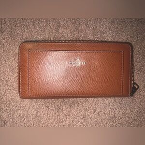 Long zip around coach leather wallet